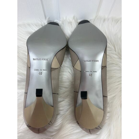 Emilio Pucci Women's Pointed Toe Pumps Size 40 / 9 NWOB Satin Colorblock Heels - Picture 9 of 9